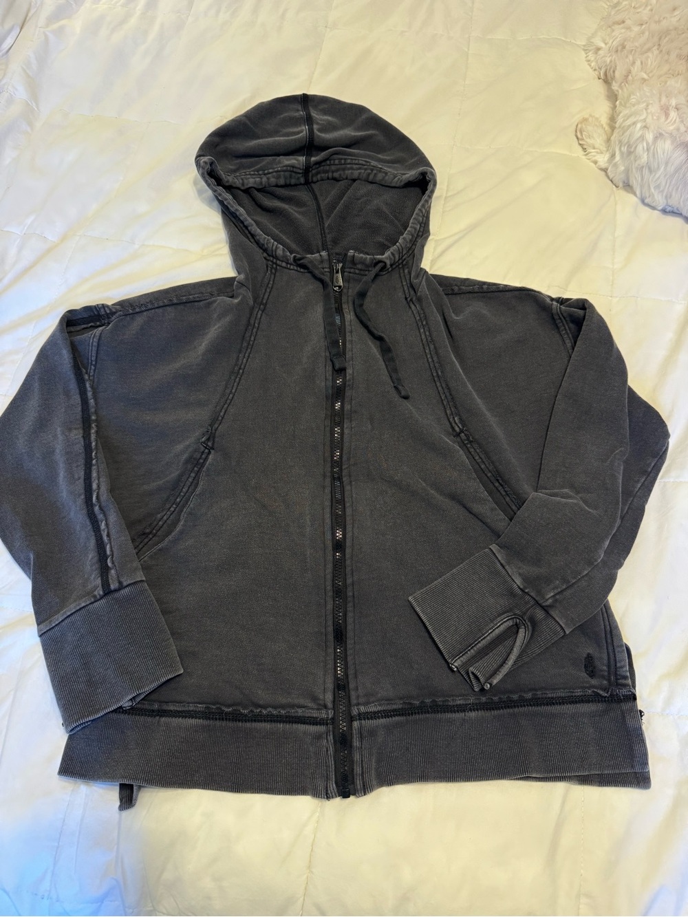 FP Movement by Free People Charcoal Gray Zip-Up Hooded Sweatshirt